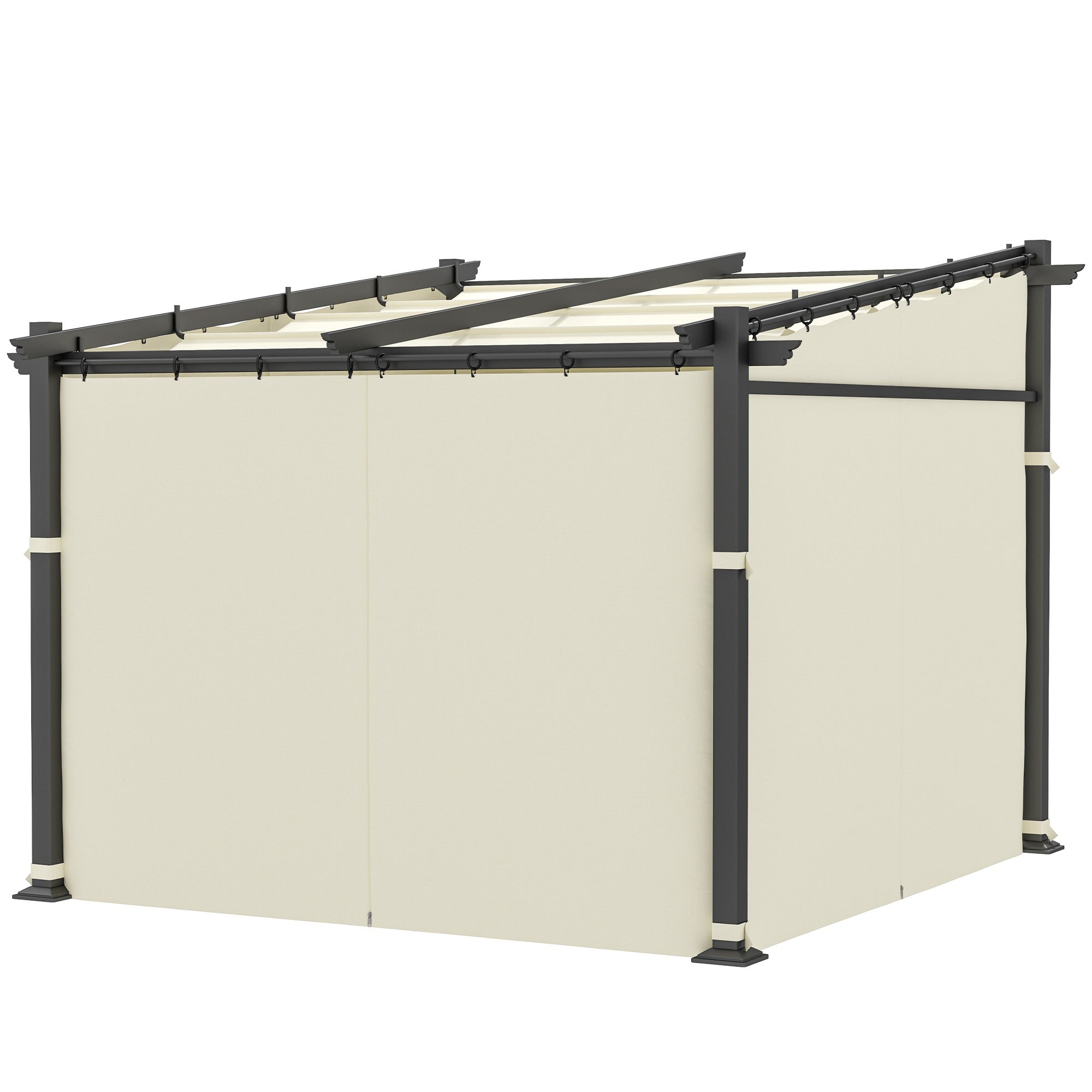 Metal Pergola with Sliding Roof Canopy, Retractable Pergola Canopy, 10' x 10', Beige Pergolas Beige at Gallery Canada