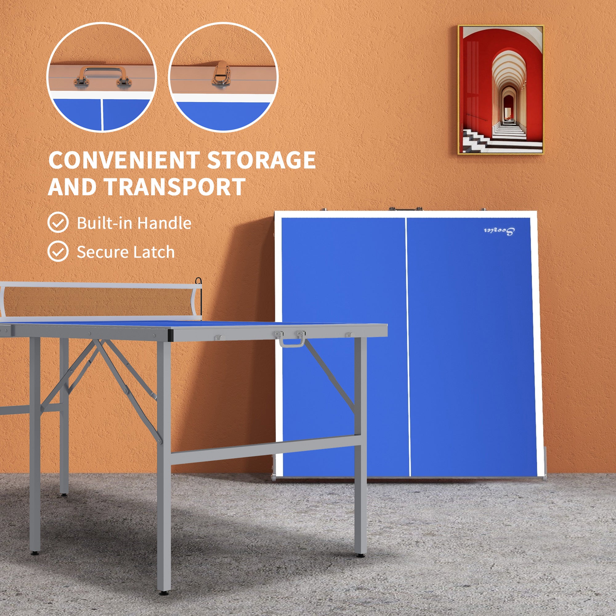 Portable Ping Pong Table Set, Table Tennis Table w/ Net, 2 Paddles, 3 Balls for Outdoor and Indoor, Easy Assembly, Blue Game Tables at Gallery Canada