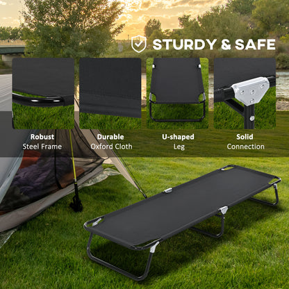 Outdoor Folding Camping Cot Sleeping Bed for Adults, Office Home Use, Black - Gallery Canada
