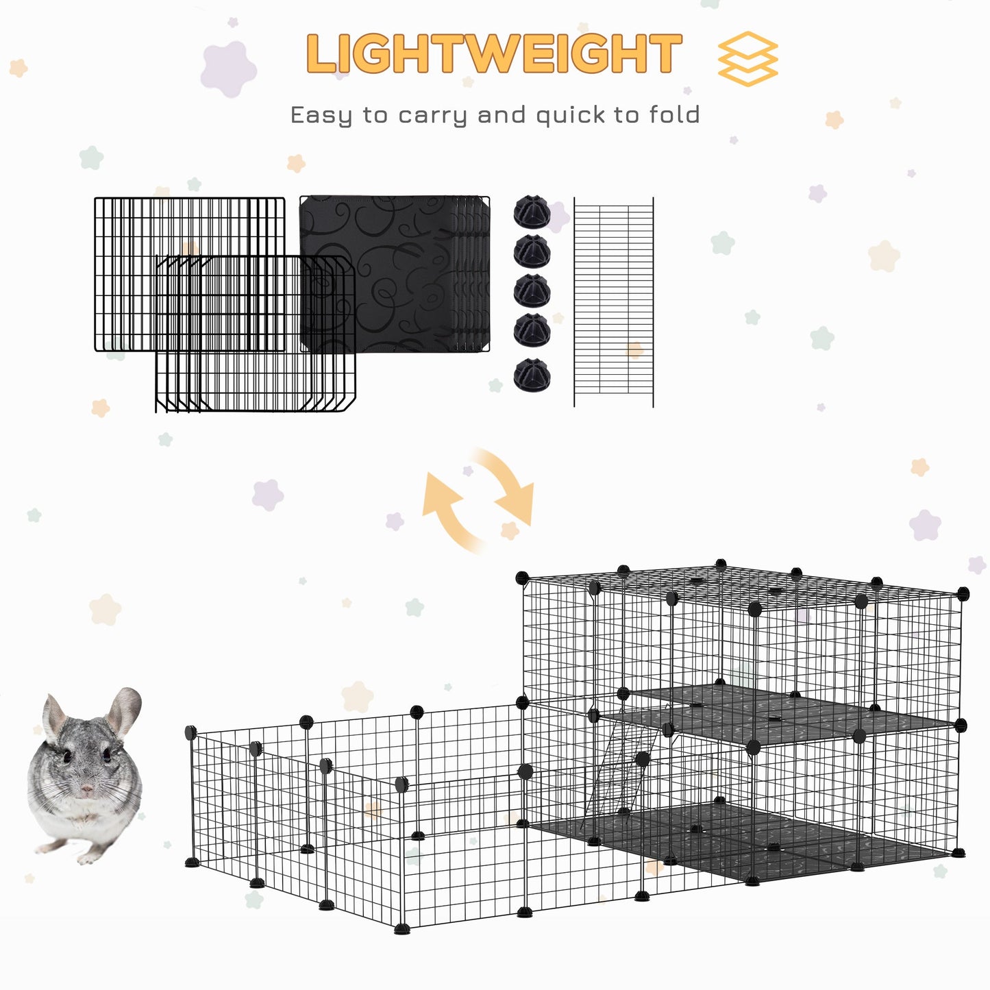 46-Panel Small Animal Cage with Door for Rabbits, Guinea Pigs, Black Houses & Habitats   at Gallery Canada