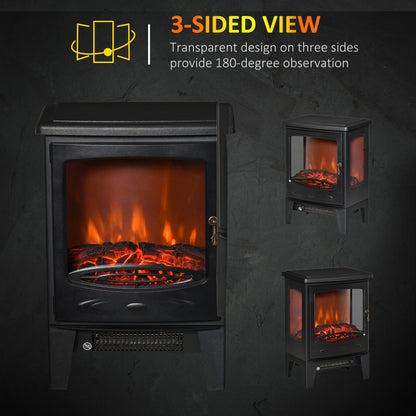 Freestanding Electric Fireplace Heater with Adjustable Flame & Temp, 750W/1500W, Black Electric Fireplaces   at Gallery Canada