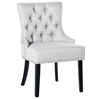 Swoop Air Linen Fabric Dining Chair with Nailhead Trim and Wood Legs Bar Stools Multi Colour  at Gallery Canada