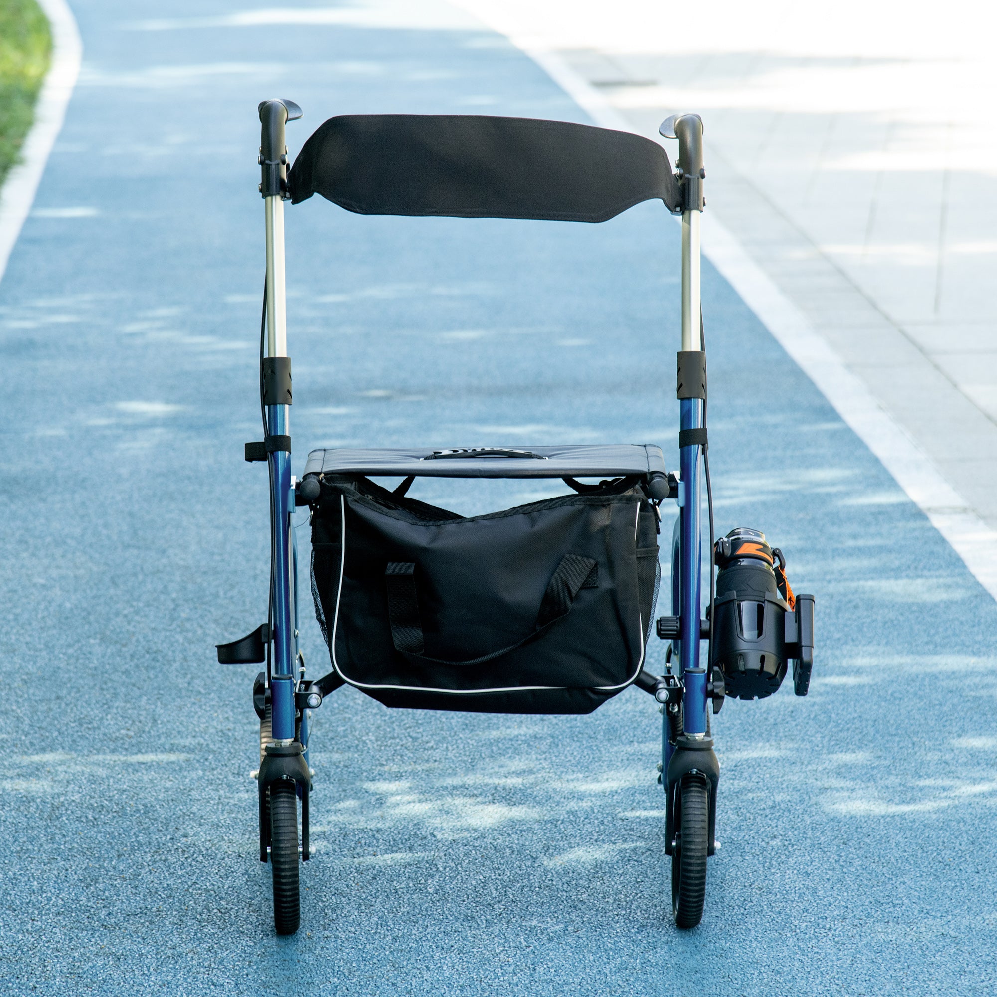 Rollator Walker for Seniors and Adults with 8'' Wheels, Padded Seat and Backrest, Storage Bag Blue Knee Walker & Wheelchair Ramps at Gallery Canada