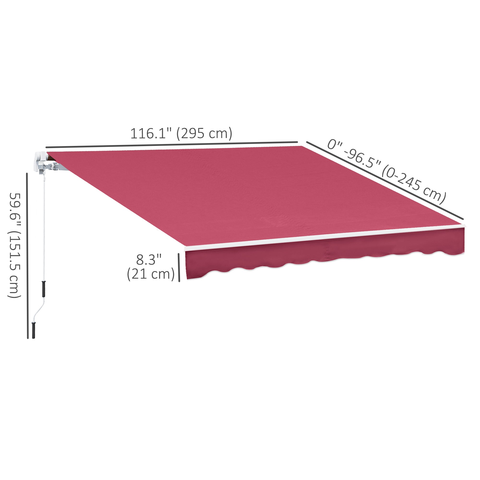 10' x 8' Manual Retractable Awning, Sun Shade Shelter Canopy, with Aluminum Frame and UV Protection for Patio Deck Yard Window Door, Wine Red Deck Awnings at Gallery Canada