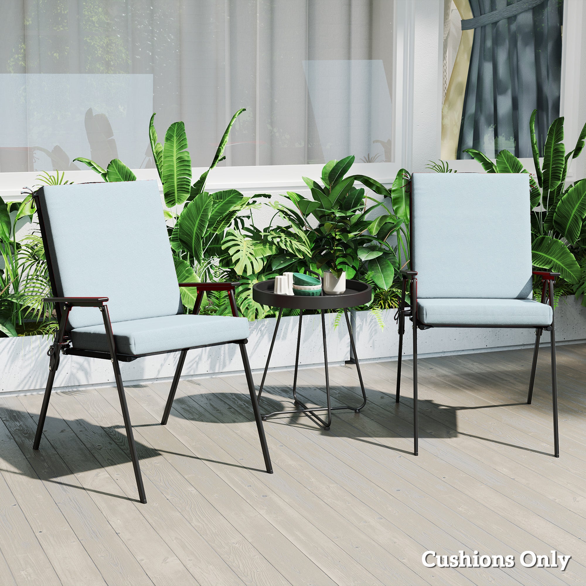 Outdoor Cushions Set of 2 for Dining Chairs, Seat Cushions with Back, Fade-Resistant Yarn-Dyed Polyester, Light Grey Patio Chair Cushions at Gallery Canada
