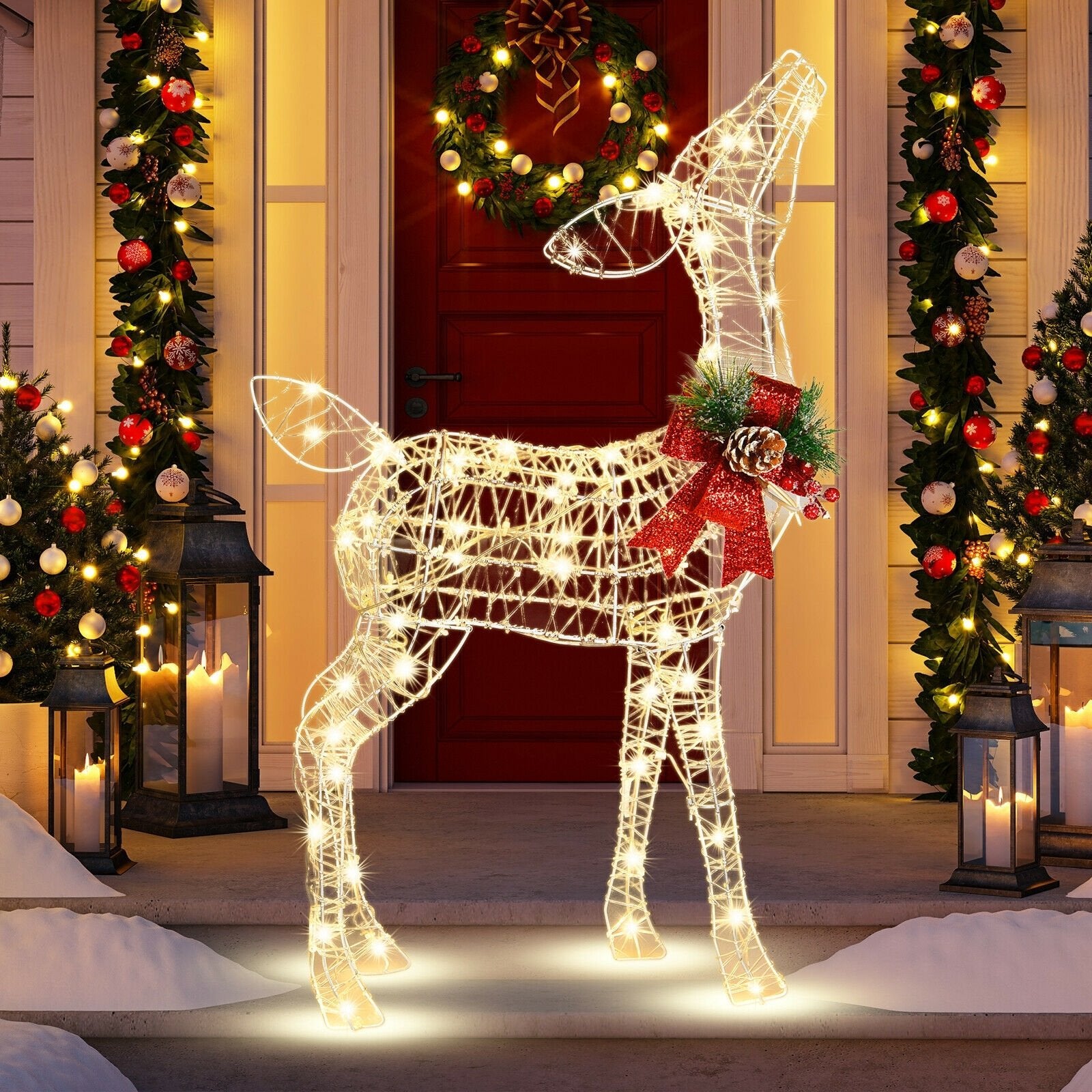 Lighted Christmas Reindeer Decorations with 50 LED Lights for Outdoor Yard Christmas Decor & Accessories   at Gallery Canada