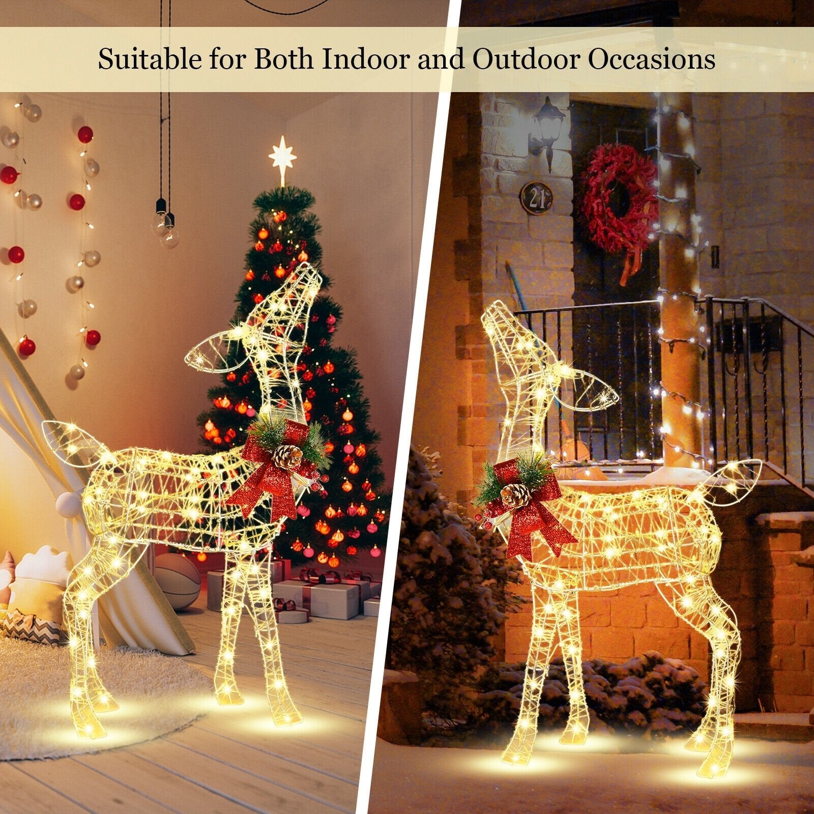 Lighted Christmas Reindeer Decorations with 50 LED Lights for Outdoor Yard Christmas Decor & Accessories   at Gallery Canada