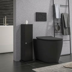 Small Toilet Paper Cabinet, Bathroom Corner Cabinet with Doors and Shelves for Paper Shampoo, Black Bathroom Cabinets Black at Gallery Canada