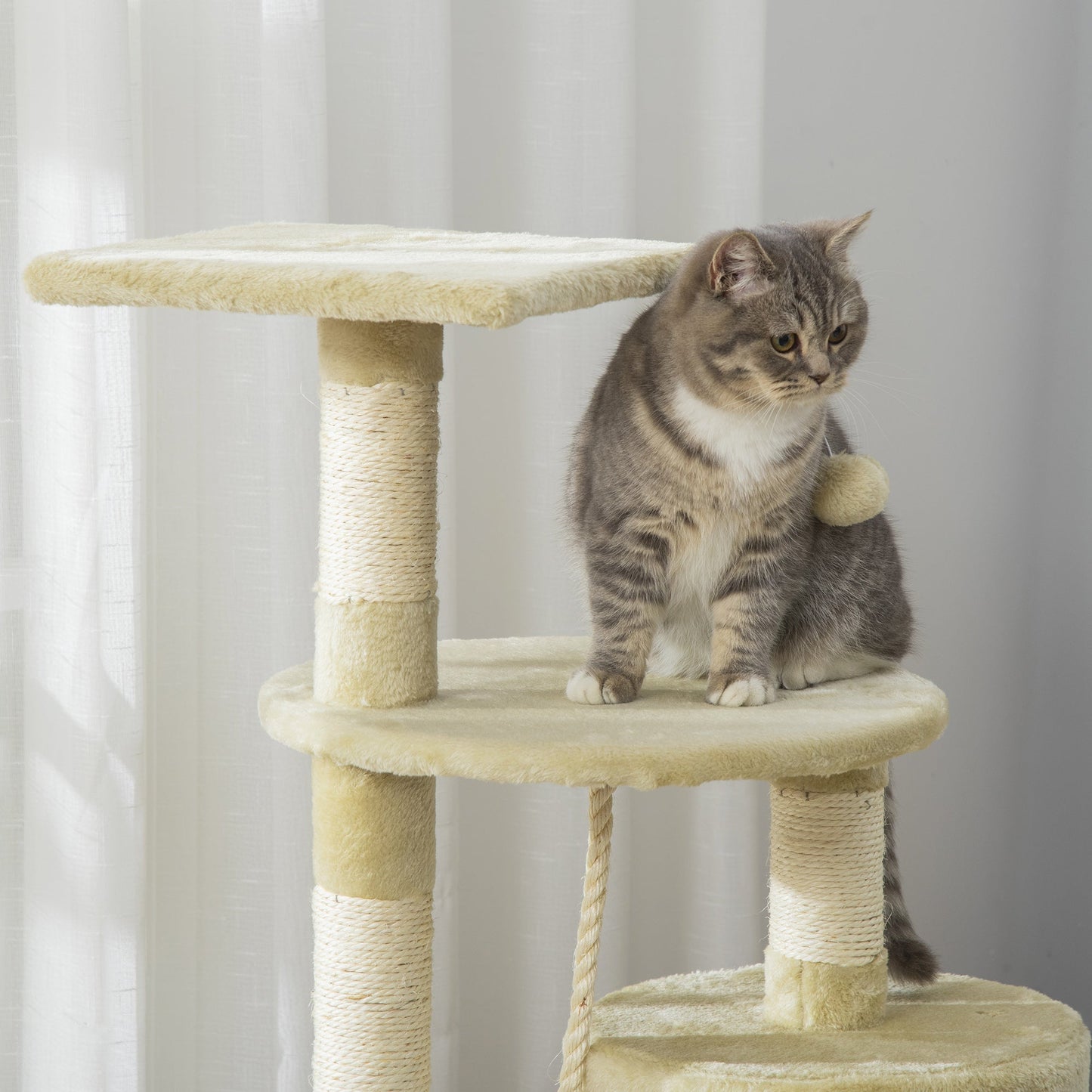 44" Scratching Cat Tree Multi Level Activity Center Kitty Condo Furniture Post Beige Cat Posts   at Gallery Canada