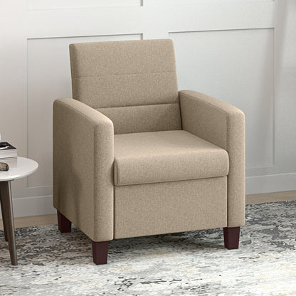 Fabric Accent Chair, Modern Armchair with Seat Cushion and Non-Slip Pads for Living Room, Bedroom, Light Brown Accent Chairs at Gallery Canada