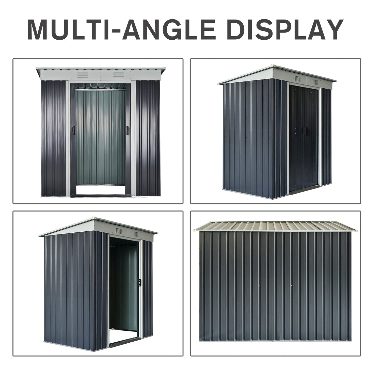 6' x 4' Outdoor Storage Shed, Metal Garden Tool Storage House Organizer with Lockable Sliding Doors and Vents for Backyard Patio Lawn, Charcoal Grey Sheds   at Gallery Canada