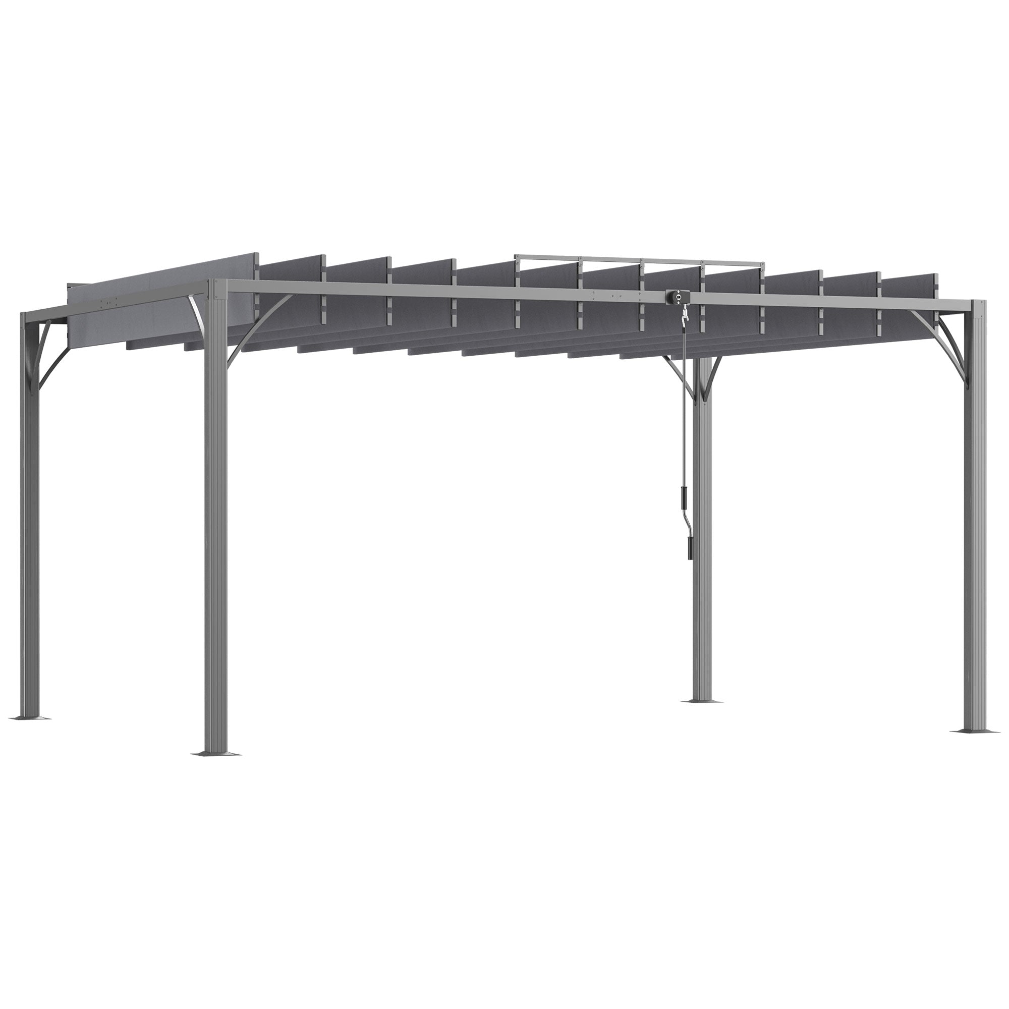 12.8' x 9.7' Outdoor Pergola with Retractable Roof, Aluminium Louvered Pergola Canopy Gazebo for Lawn Garden Patio, Grey Pergolas at Gallery Canada