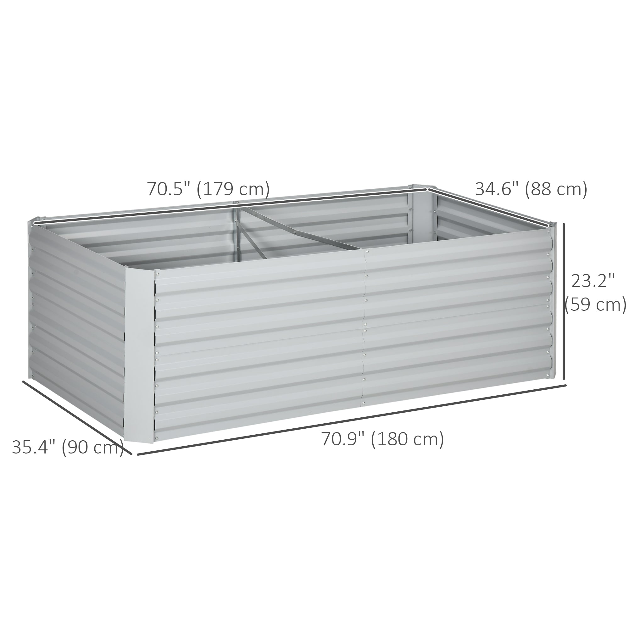 Galvanized Raised Garden Bed, Steel Outdoor Planters with Reinforced Rods, 71