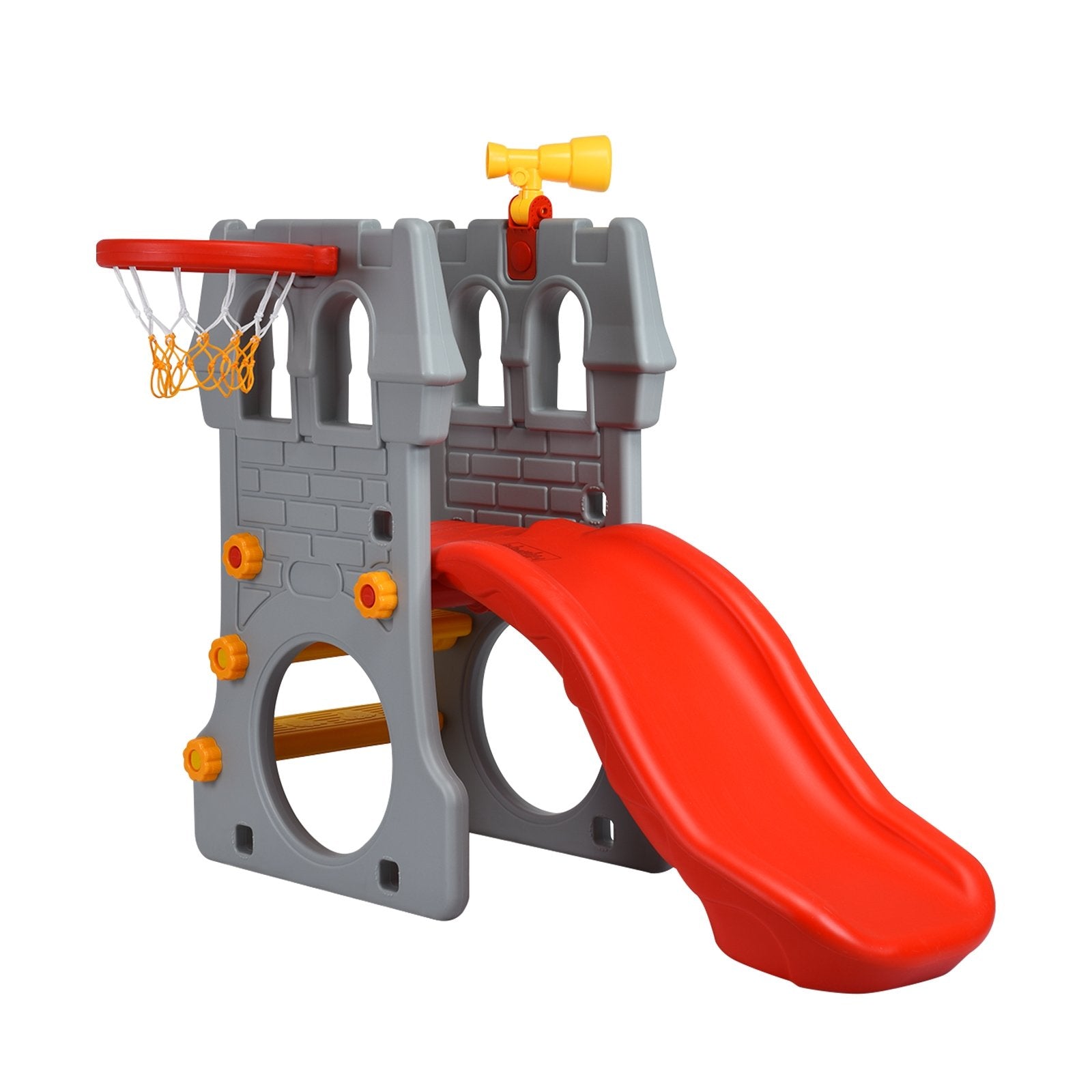 5 in 1 Toddler Climber Slide Playset with Basketball Hoop and Telescope, Multicolor Climbers & Slides   at Gallery Canada