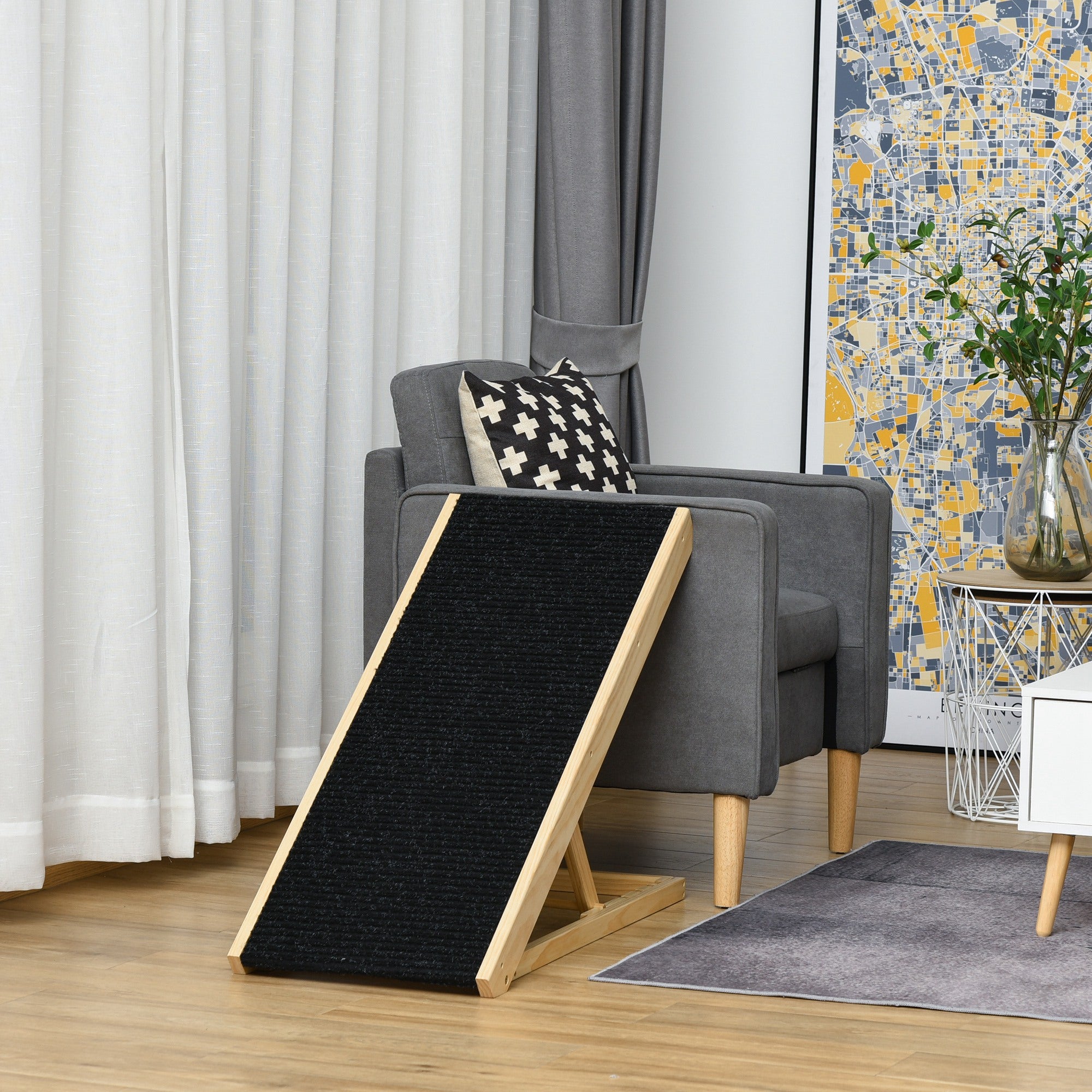 Dog Ramp Foldable Pet Ramp for Bed Couch, Height Adjustable, for Cats Large Dogs with Non Slip Carpeted Surface Dog Stairs at Gallery Canada