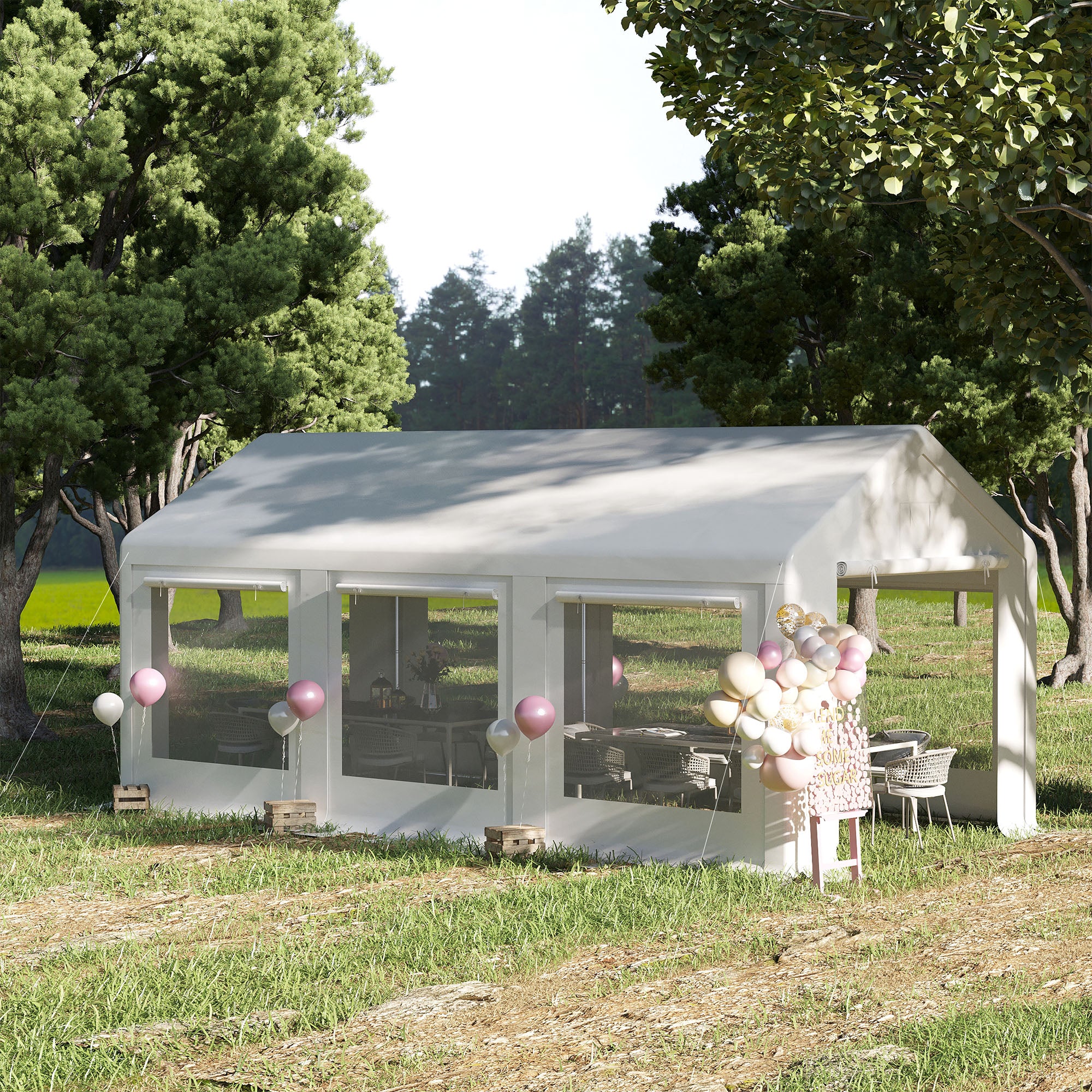 20' x 10' Party Tent Canopy, Gazebo Tent with 6 Removable Side Walls and Windows for Outdoor Event, White Canopy Tents at Gallery Canada