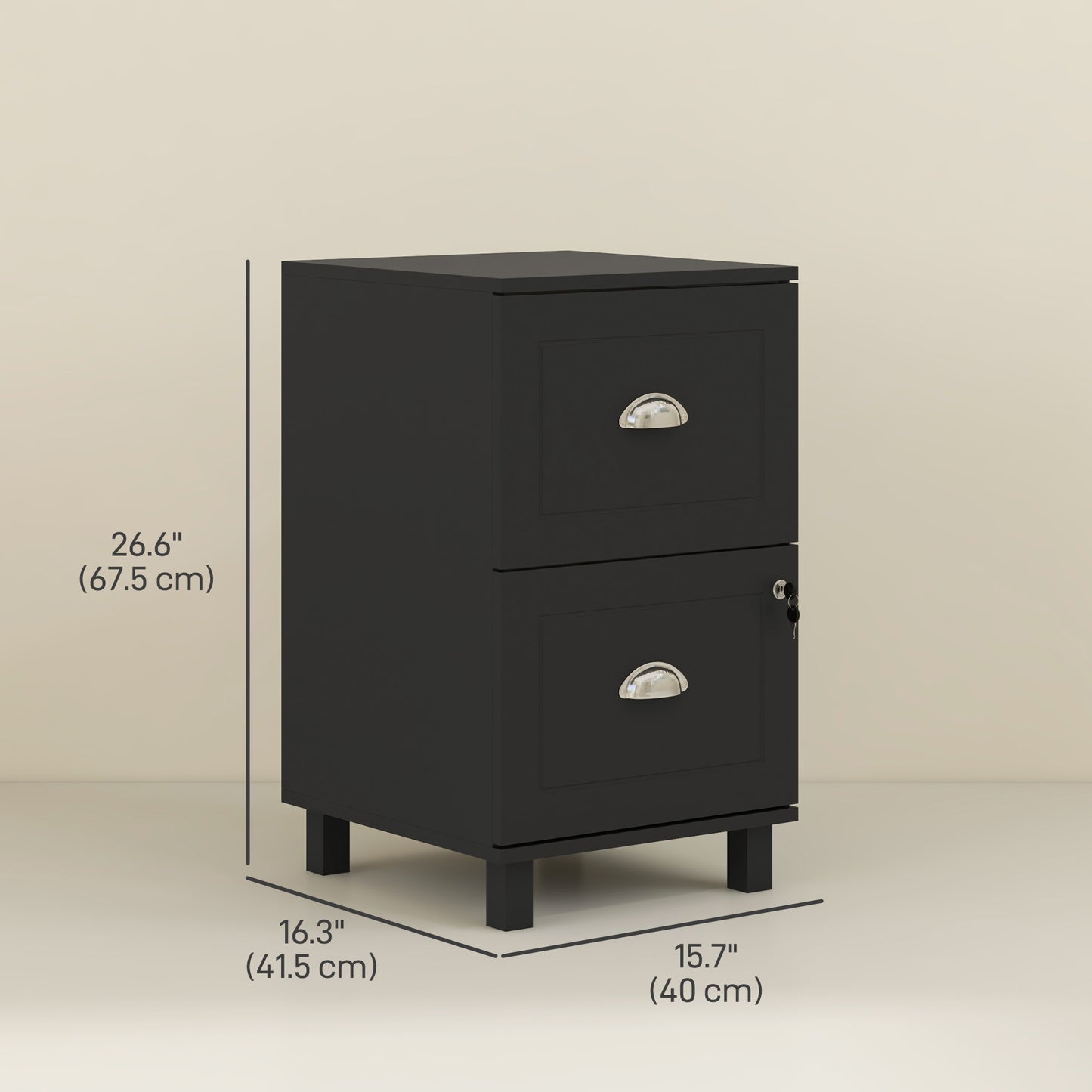 2-Drawer Small Filing Cabinet Lockable Home Office Storage Cabinet with Adjustable Hanging Bars for A4 Letter Black Office Cabinets & Cupboards   at Gallery Canada