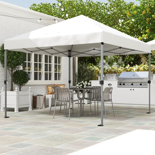 10x10FT Pop Up Canopy with 1-Button Push, Wheeled Bag, Stakes, Ropes, Sandbags, Height Adjustable Instant Sun Shelter