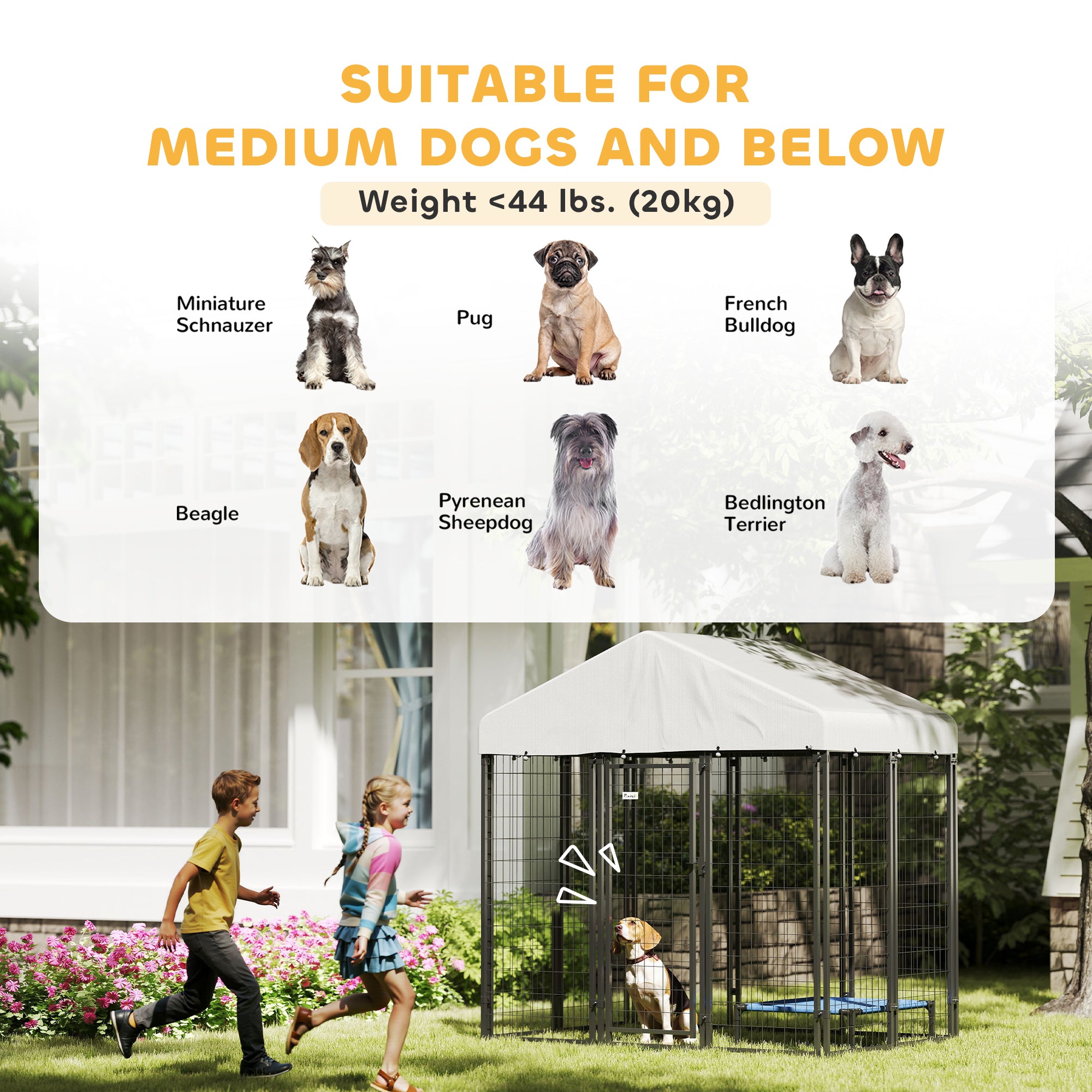 Outdoor Dog Kennel with Waterproof UV-Resistant Cover, for Medium and Small Dogs, 6' x 4' x 6', Silver Houses, Kennels & Pens at Gallery Canada