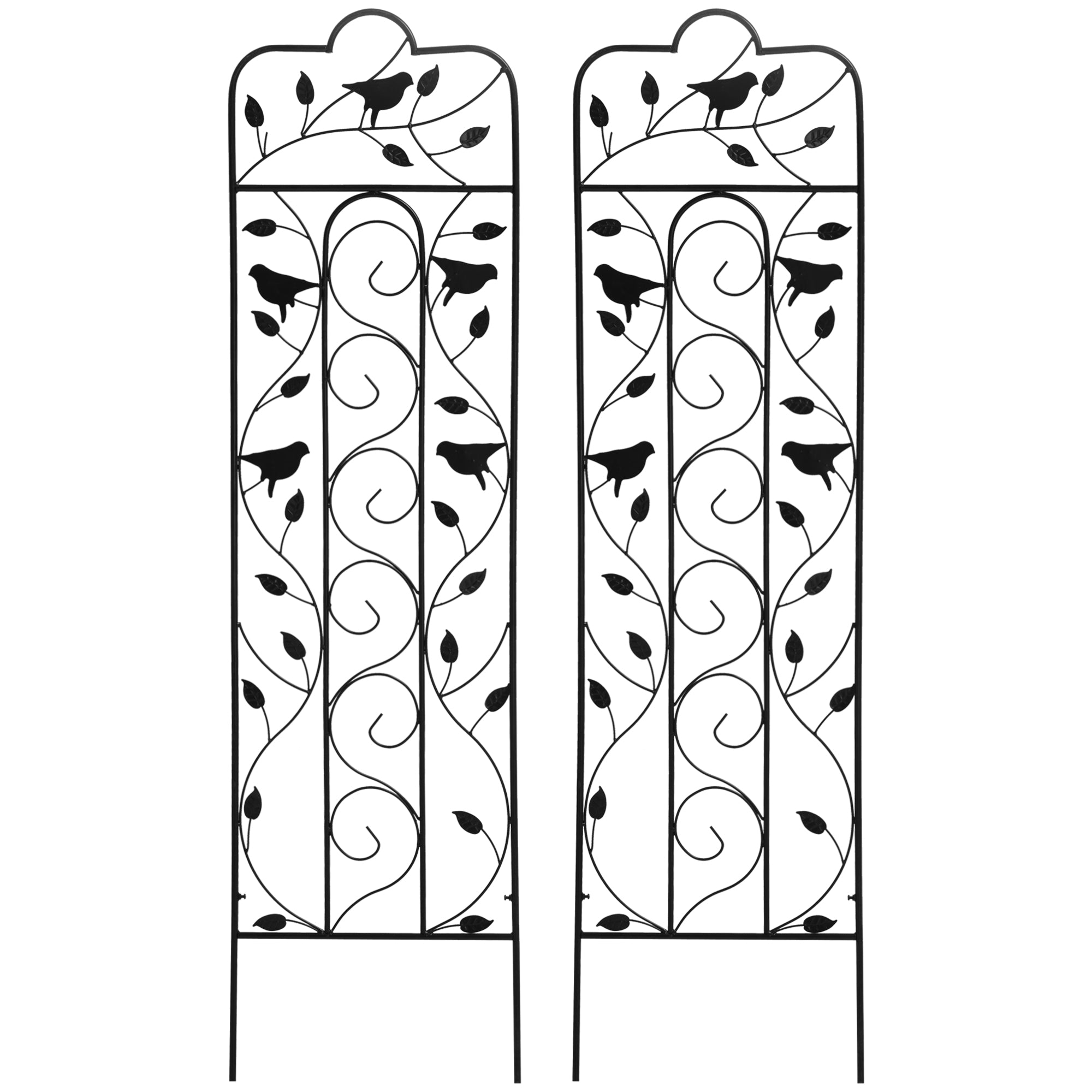 2 Pack Garden Trellis for Climbing Plants, Outdoor Metal Grid Panels with Birds and Leaves, for Roses, Vine Flower, Cucumber, Clematis, 59