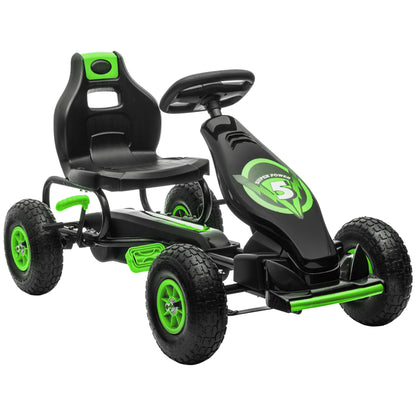 Pedal Go Kart w/ Adjustable Seat, Rubber Wheels Shock Absorb, Green Pedal Go Karts for Kids   at Gallery Canada