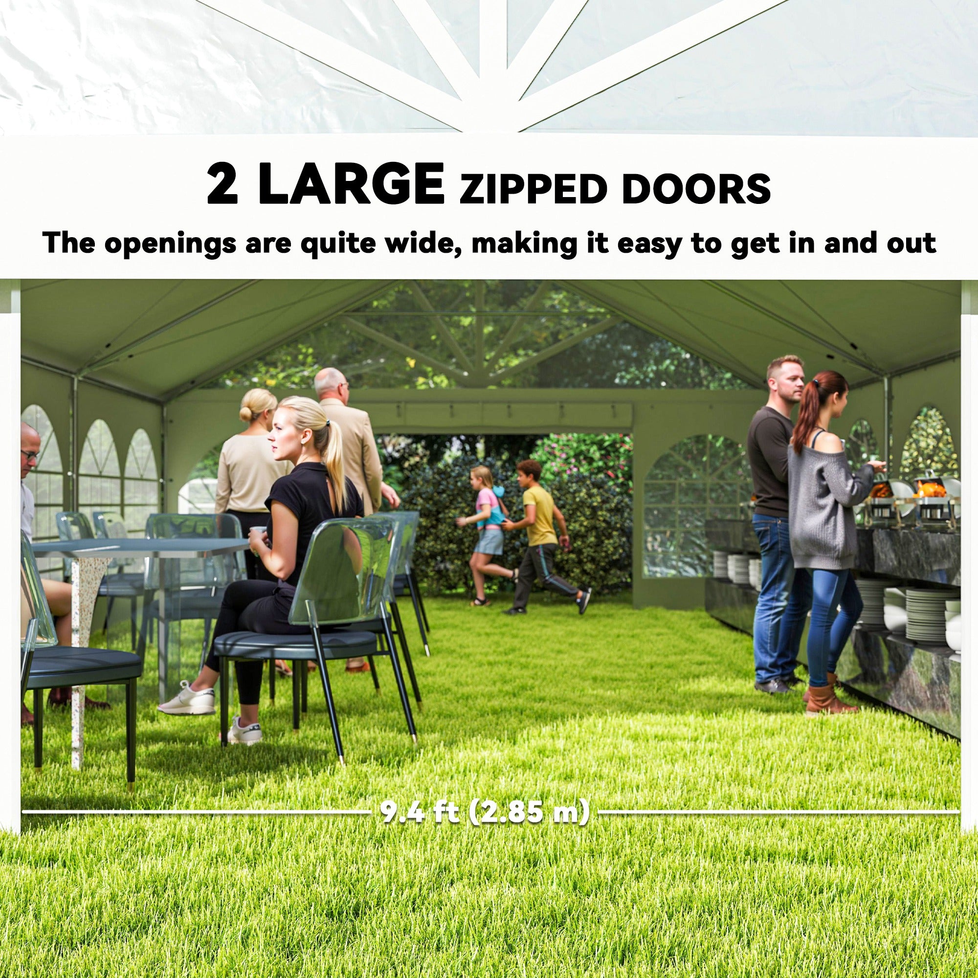 20' x 30' Heavy Duty Party Tent, Galvanized Outdoor Canopy Event Tent with Removable Window Sidewalls and Carry Bags Gazebos at Gallery Canada