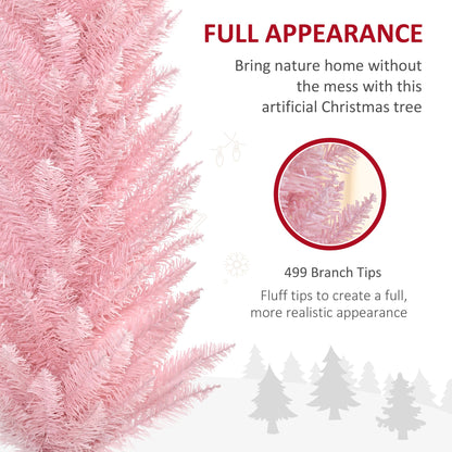 7' Pencil Christmas Tree, Slim Artificial Xmas Tree with Realistic Branches, Sturdy Metal Stand, Pink Pencil Christmas Trees   at Gallery Canada