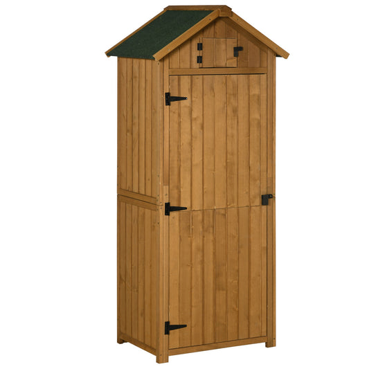 30" x 21" x 71" Garden Storage Shed, Outdoor Tool Utility Storage House with 3 Tier Shelves and Roof, Brown Sheds Brown  at Gallery Canada