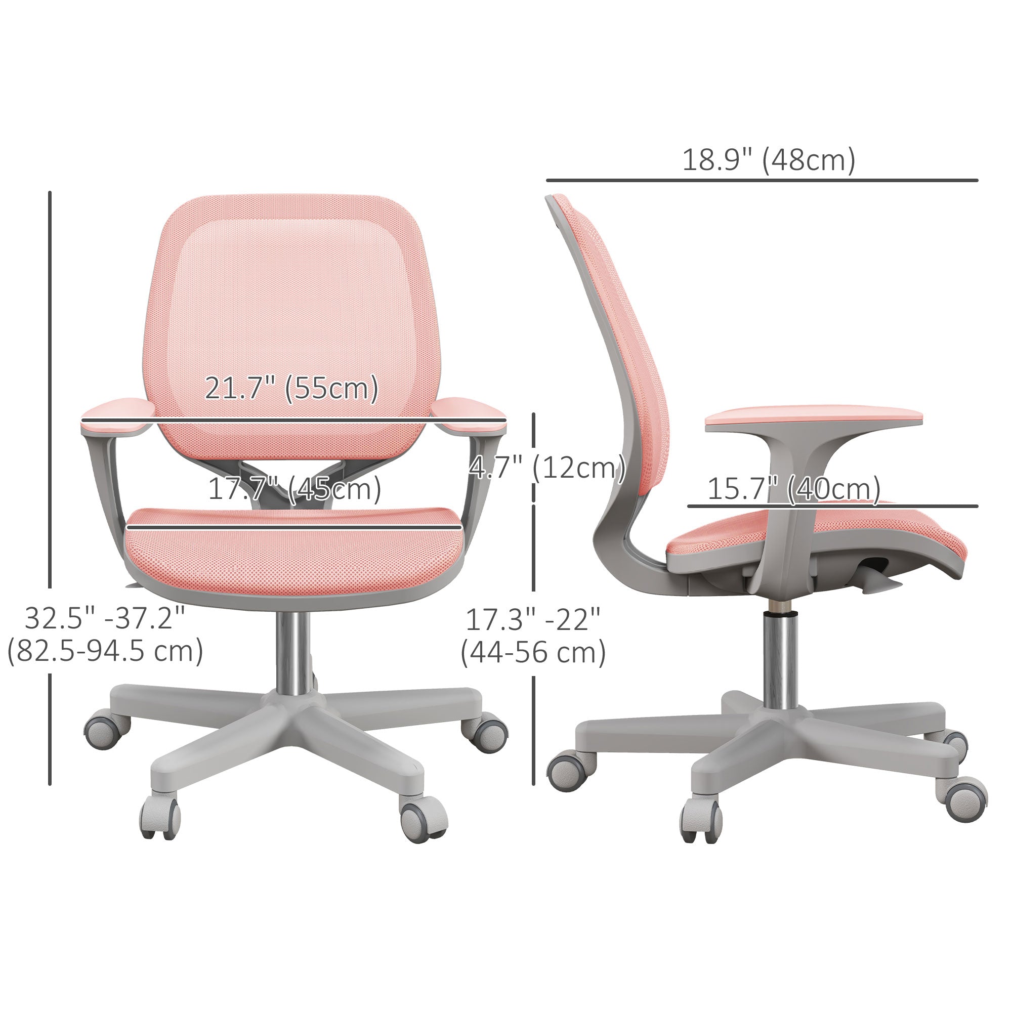 Office Chair, Small Computer Desk Chair with Mesh Back, Swivel Security Castors, Arm, Pink Task Chairs at Gallery Canada