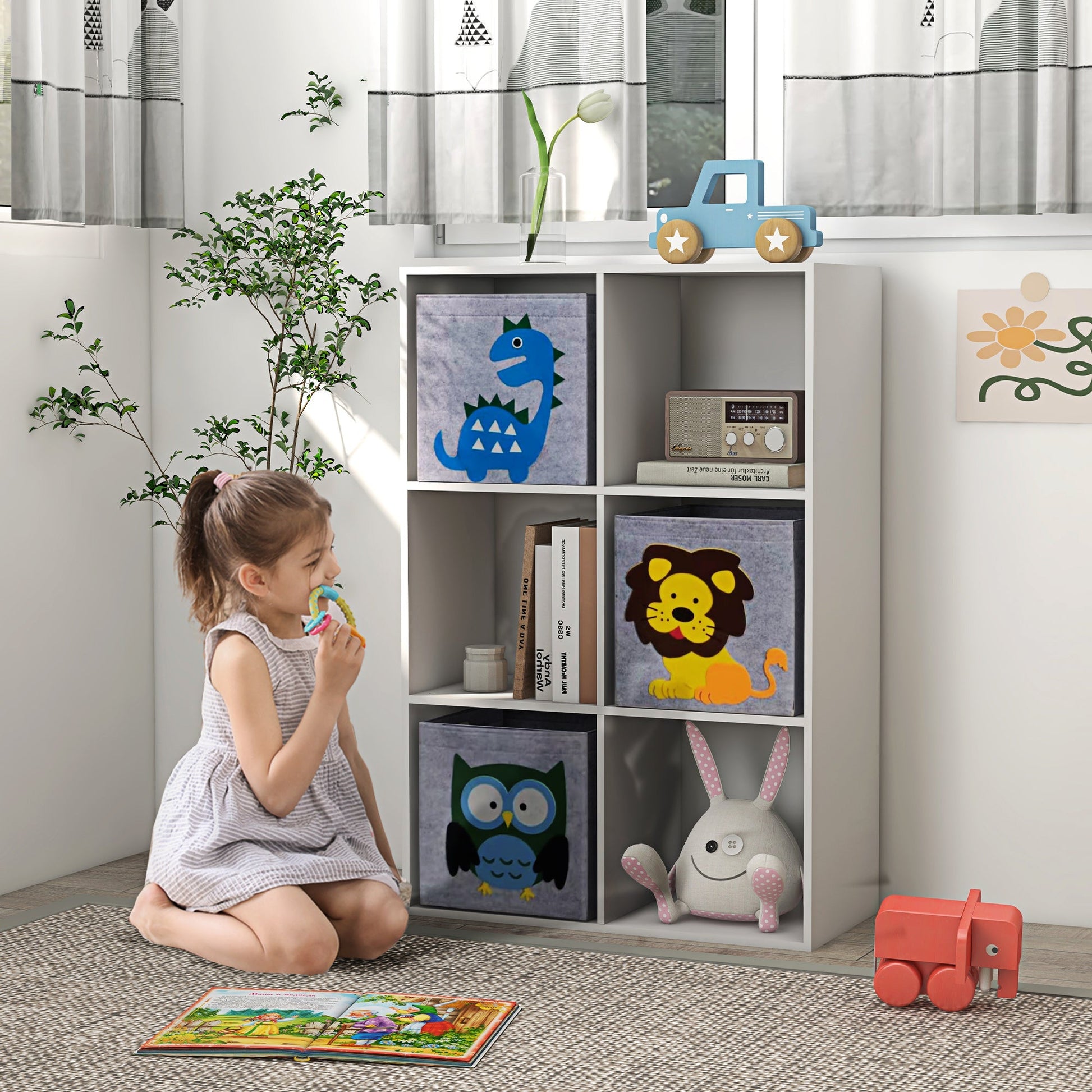 Toy Storage Organizer with 3 Nonwoven-Fabric Drawers for Children's Room, Playroom, Hallway, White Baby & Kids Storage   at Gallery Canada