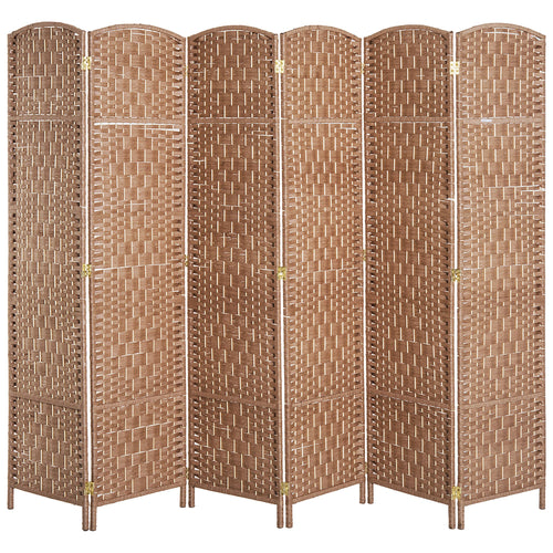 6ft Folding Room Divider, 6 Panel Wall Partition with Wooden Frame for Bedroom, Home Office, Natural