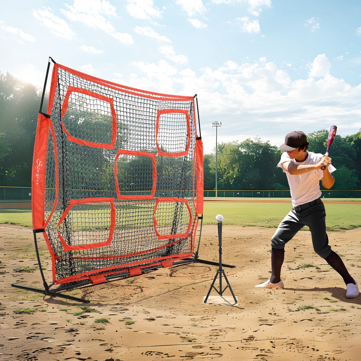 6' x 6' Baseball Net for Hitting Pitching Practice with Carry Bag, Red Baseball Multi Color  at Gallery Canada