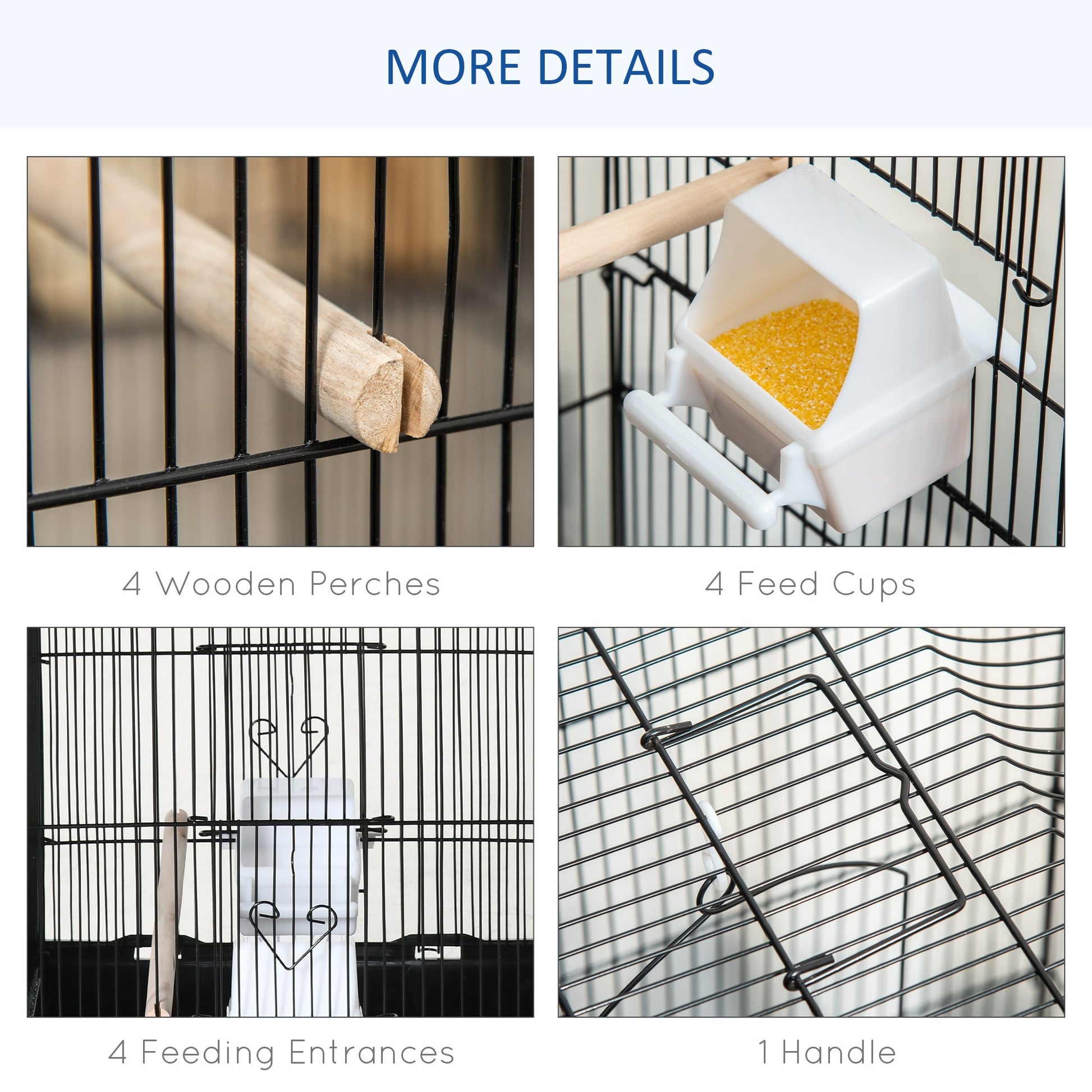 36" Bird Cage, Macaw Play House, Cockatoo, Parrot, Finch Flight Cage, 2 Doors Perch, 4 Feeder Pet Supplies, Black Bird Cages   at Gallery Canada