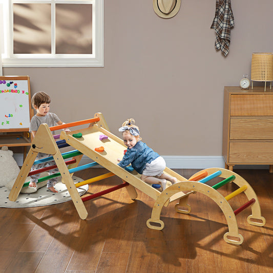 5 in 1 Pikler Triangle Set with Ladder, Ramp, Arch, for 18-48 months, Multicolour Baby Gym & Playmats   at Gallery Canada