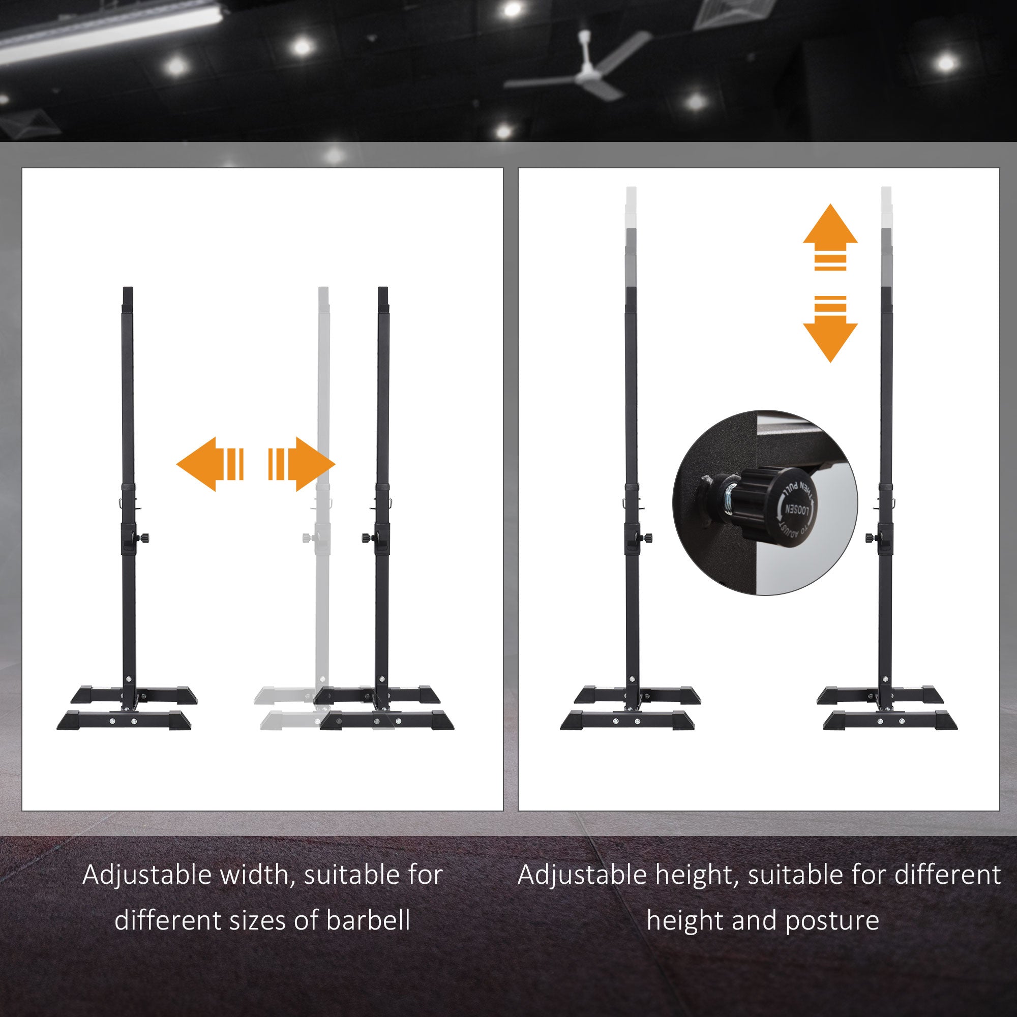 Adjustable Stable Power Squat Stand Portable 2 Bars Barbell Holder Weight Rack Black Power Towers at Gallery Canada