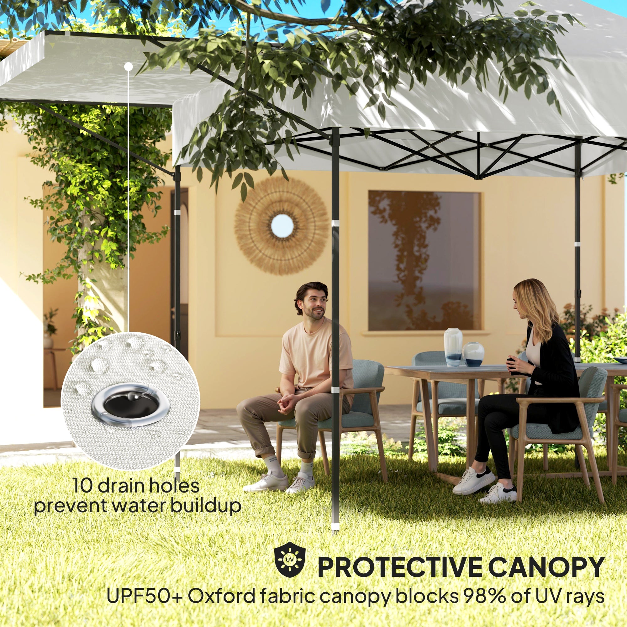 10' x 10' Pop Up Canopy Tent with Awning and Sidewalls, Instant Sun Shelter with Wheeled Bag and Sand Bags Pop Up Canopies at Gallery Canada