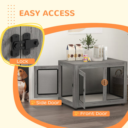 Pet Crate End Table with Water-resistant Cushion or Medium Small Dogs, Grey Houses, Kennels & Pens   at Gallery Canada