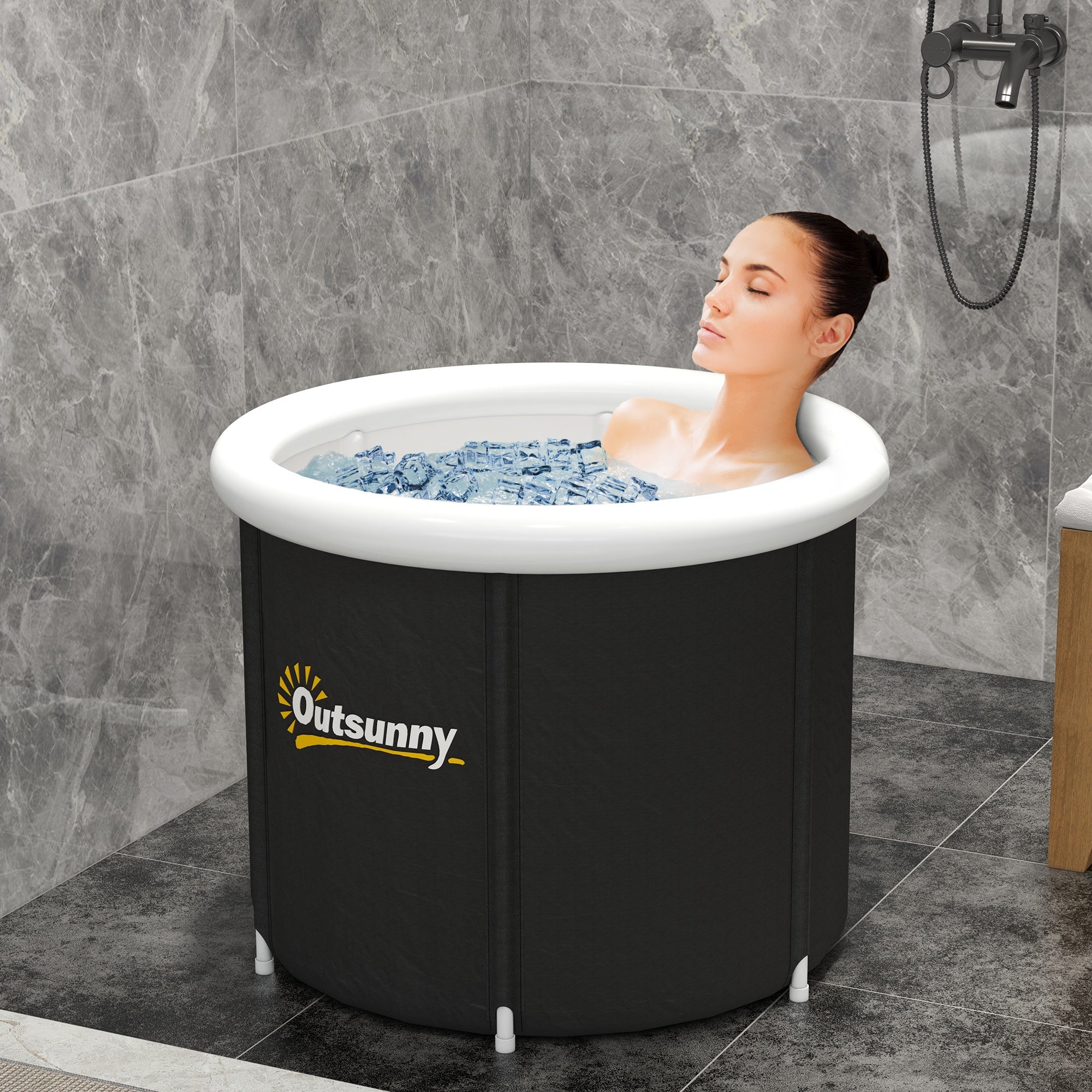 Cold Plunge Tub, Portable Ice Bath Cold Water Therapy Tub with Thermo Lid, for Athletes Recovery, Black Outdoor Swimming Pools & Hot Tubs   at Gallery Canada