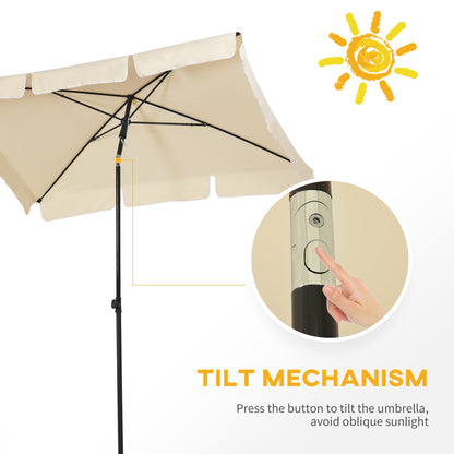 6.5x4ft Rectangle Patio Umbrella Aluminum Tilt Adjustable Garden Parasol Sun Shade Outdoor Canopy Beige Sun Umbrellas   at Gallery Canada