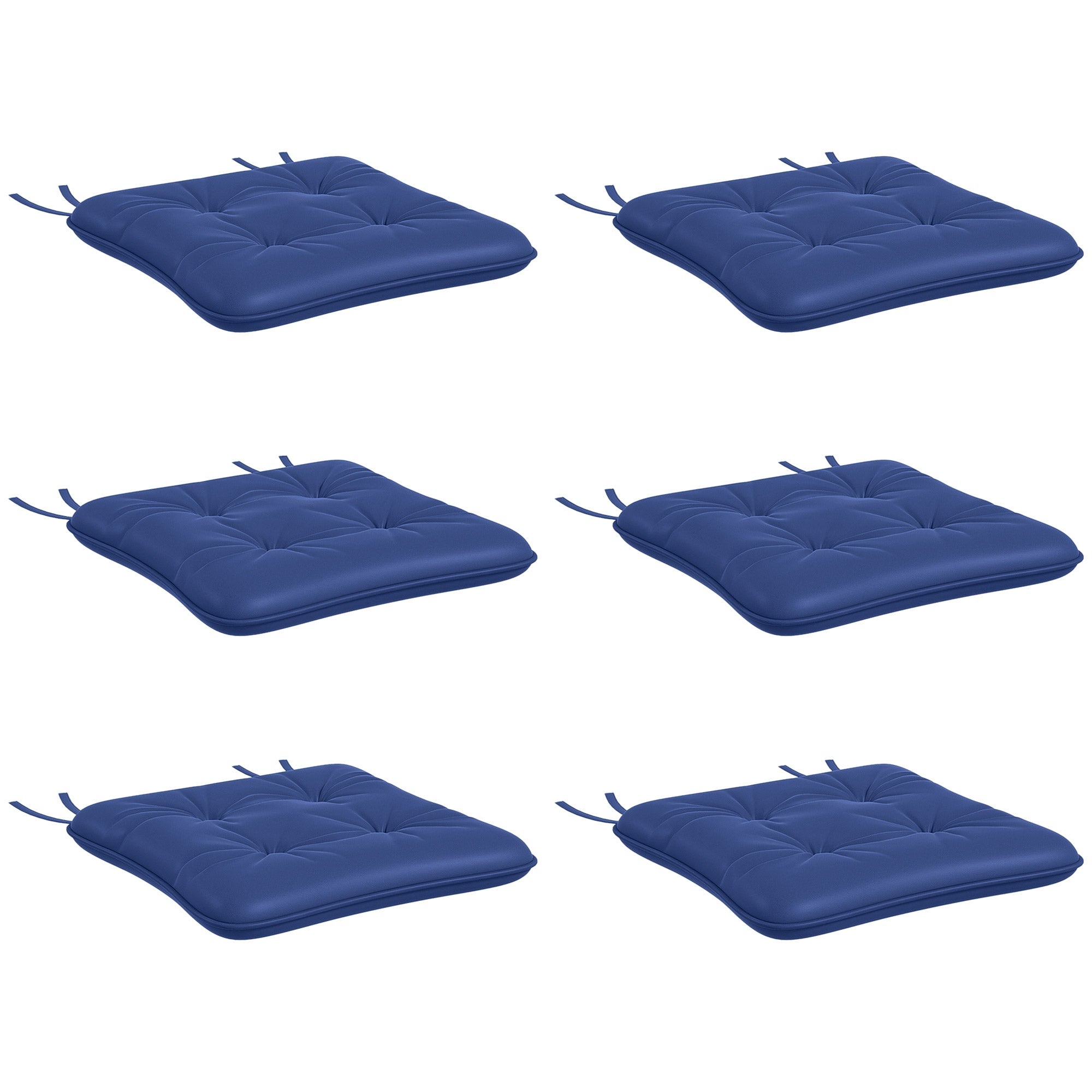 6-Piece Seat Cushion Replacement, Outdoor Patio Chair Cushions Set with Ties, Button Tufted, Dark Blue Patio Chair Cushions Dark Blue at Gallery Canada