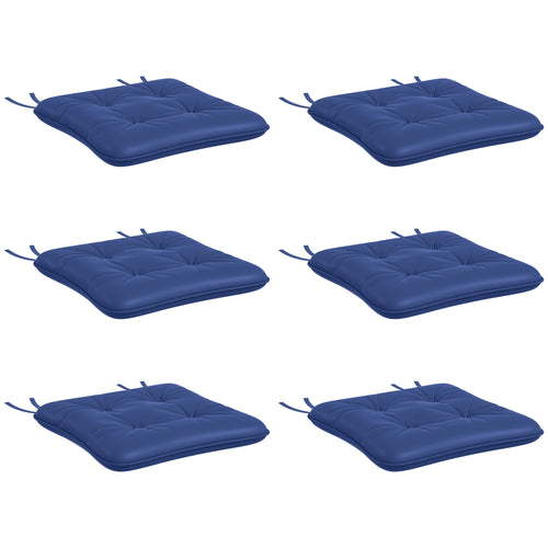 6-Piece Seat Cushion Replacement, Outdoor Patio Chair Cushions Set with Ties, Button Tufted, Dark Blue