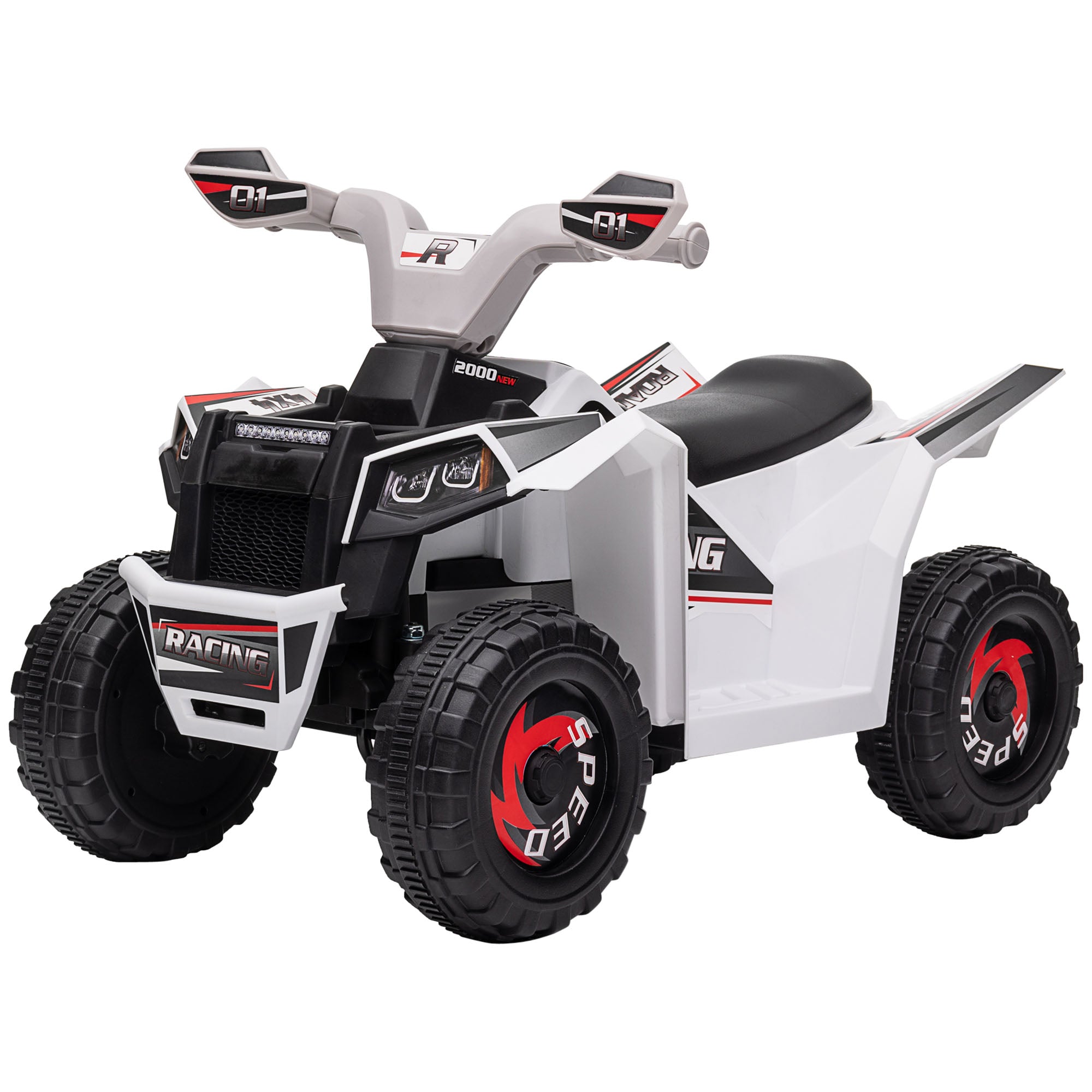 6V Quad Kids Electric Car with Wear-resistant Wheels, for Boys and Girls Aged 18-36 Months, White Electric Toy Cars   at Gallery Canada