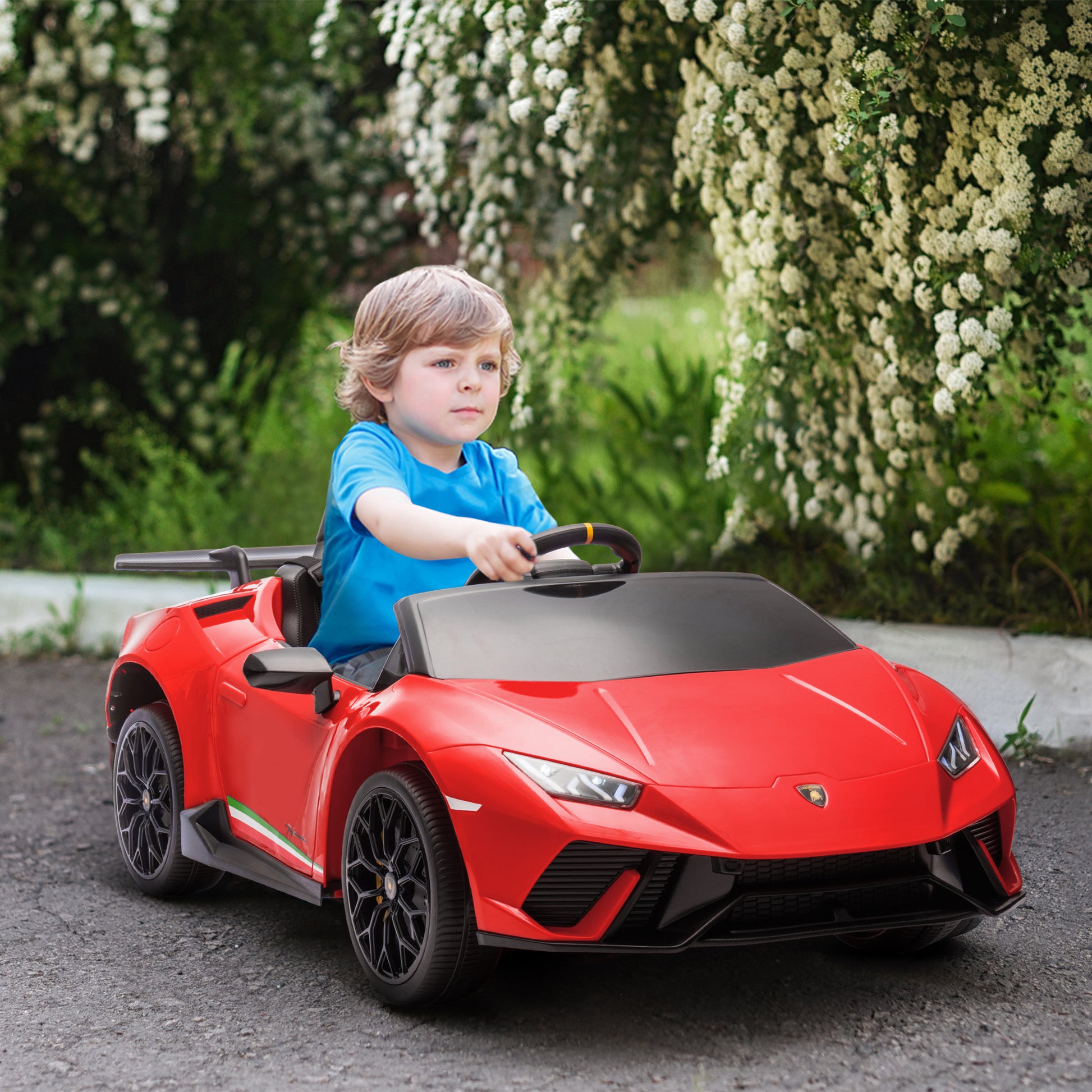 12V Lamborghini Huracan Licensed Kids Electric Car with Remote Control, Spring Suspension, Transport Wheels, Red Electric Toy Cars   at Gallery Canada