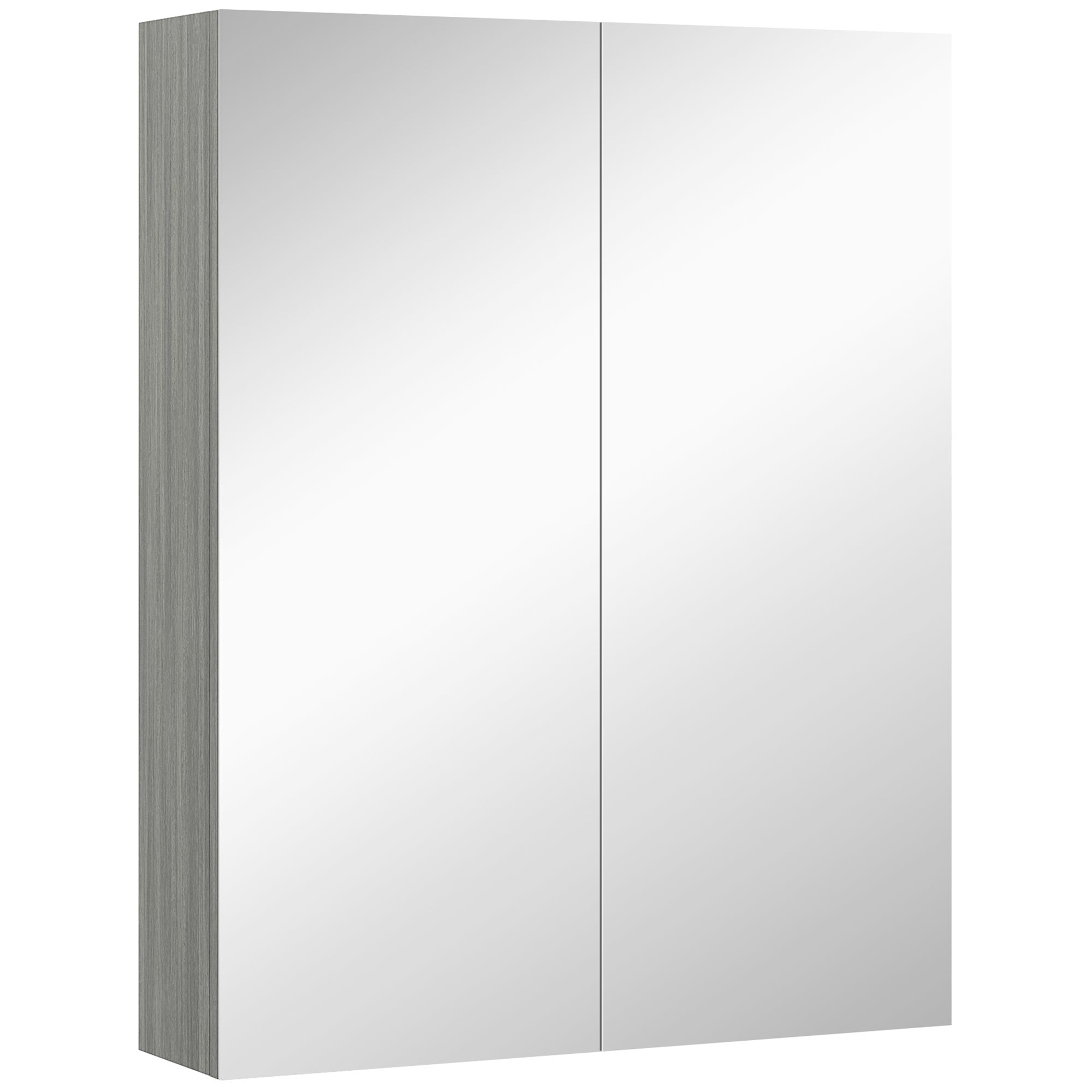 Wall Mount Mirrored Medicine Cabinet, Bathroom Mirror Cabinet with Adjustable Shelf, Double Soft Closing Doors, Grey Mirror Medicine Cabinets   at Gallery Canada