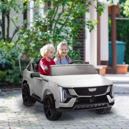 2-Seater Ride on Truck, 12V Cadillac Escalade Licensed Kids Electric Car with Remote , Spring Suspension, White Electric Toy Cars   at Gallery Canada