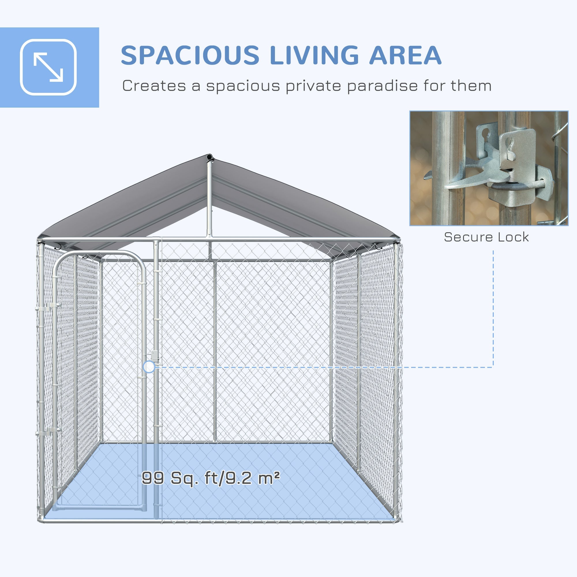 Dog Kennel Outdoor, Heavy Duty Playpen with Secure Lock, Cover, for Backyard &; Patio, 13.1' x 7.5' x 7.5' Houses, Kennels & Pens   at Gallery Canada