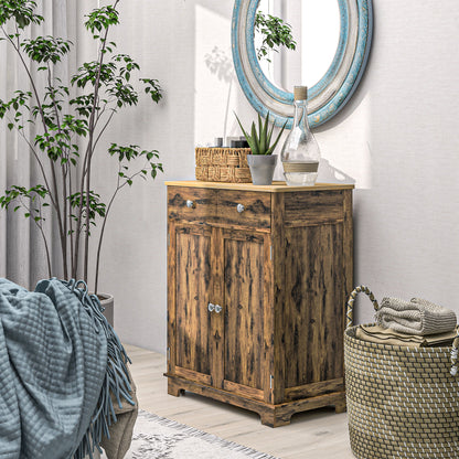 Kitchen Storage Cabinet with Adjustable Shelf, 2 Drawers and 2 Doors, Sideboard Buffet Cabinet, Rustic Brown Storage Cabinets   at Gallery Canada