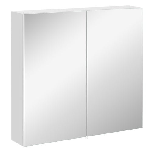 Wall Mounted Mirror Cabinet, Bathroom Medicine Cabinet with Mirror, 2 Doors and 3-tier Shelving, White