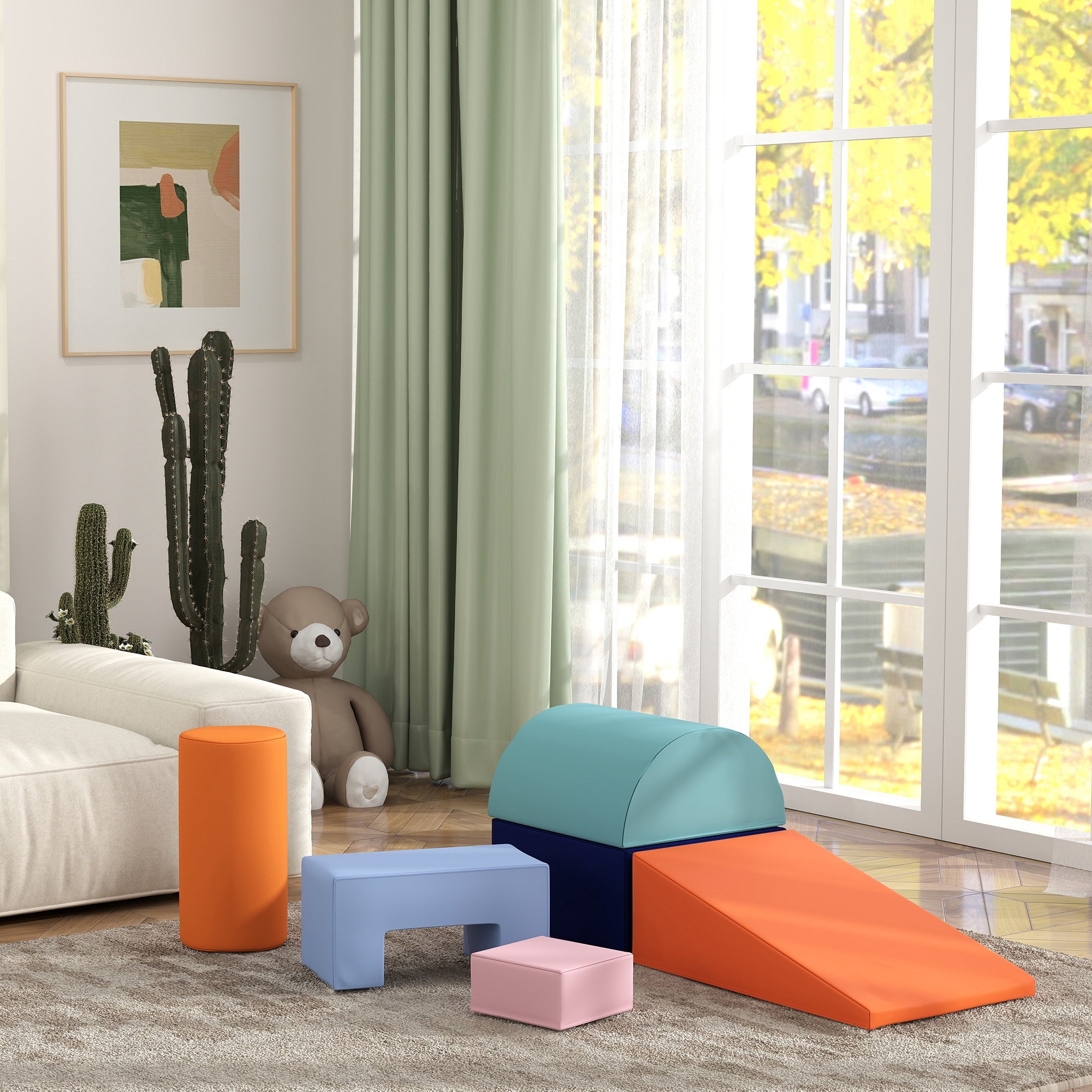 6 Piece Soft Play Equipment for Kids 6-72 Months, Orange and Blue Baby Gym & Playmats at Gallery Canada