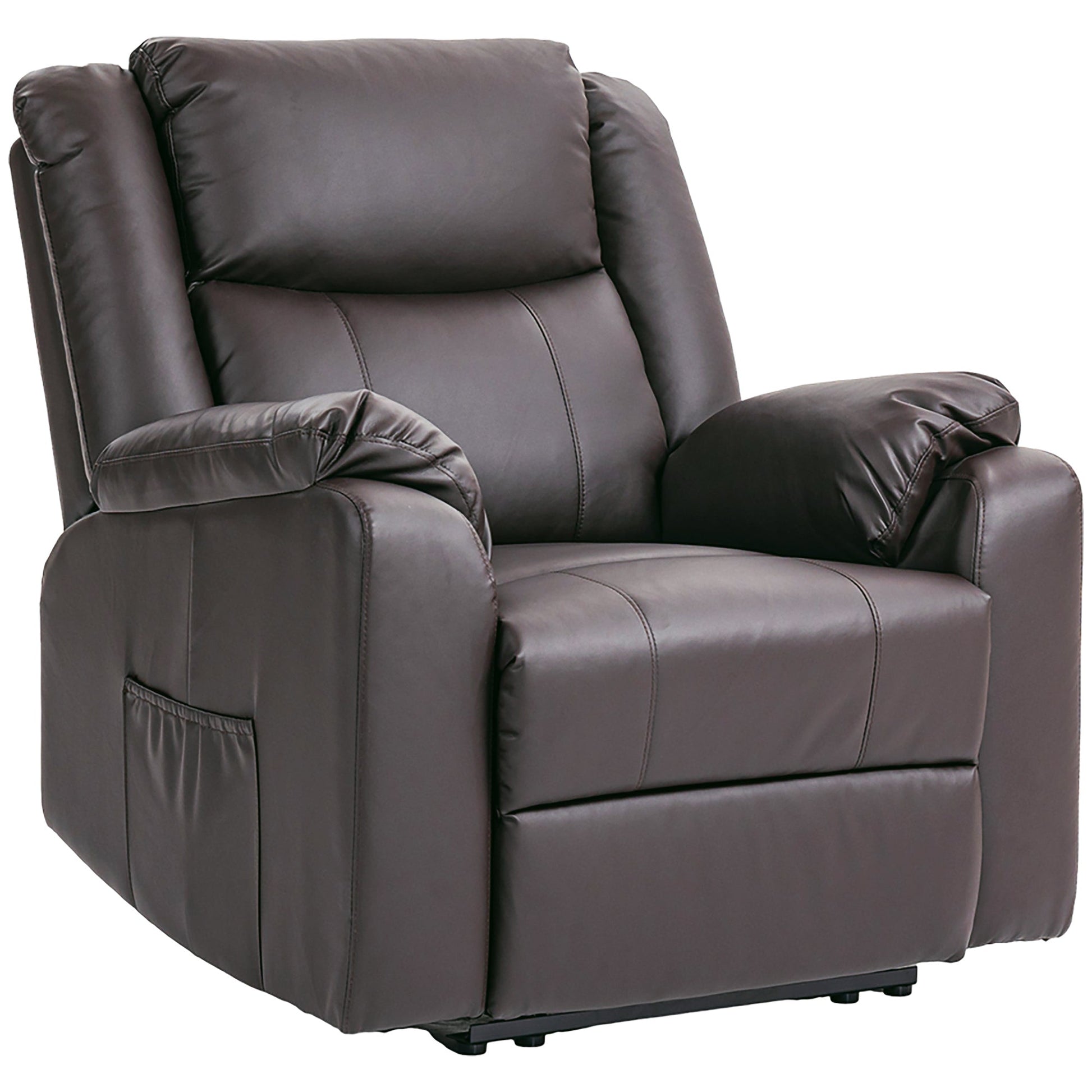 PU Leather Reclining Chair, Recliner Chair for Living Room with Footrest and 2 Side Pockets, Brown Single Sofas Brown  at Gallery Canada